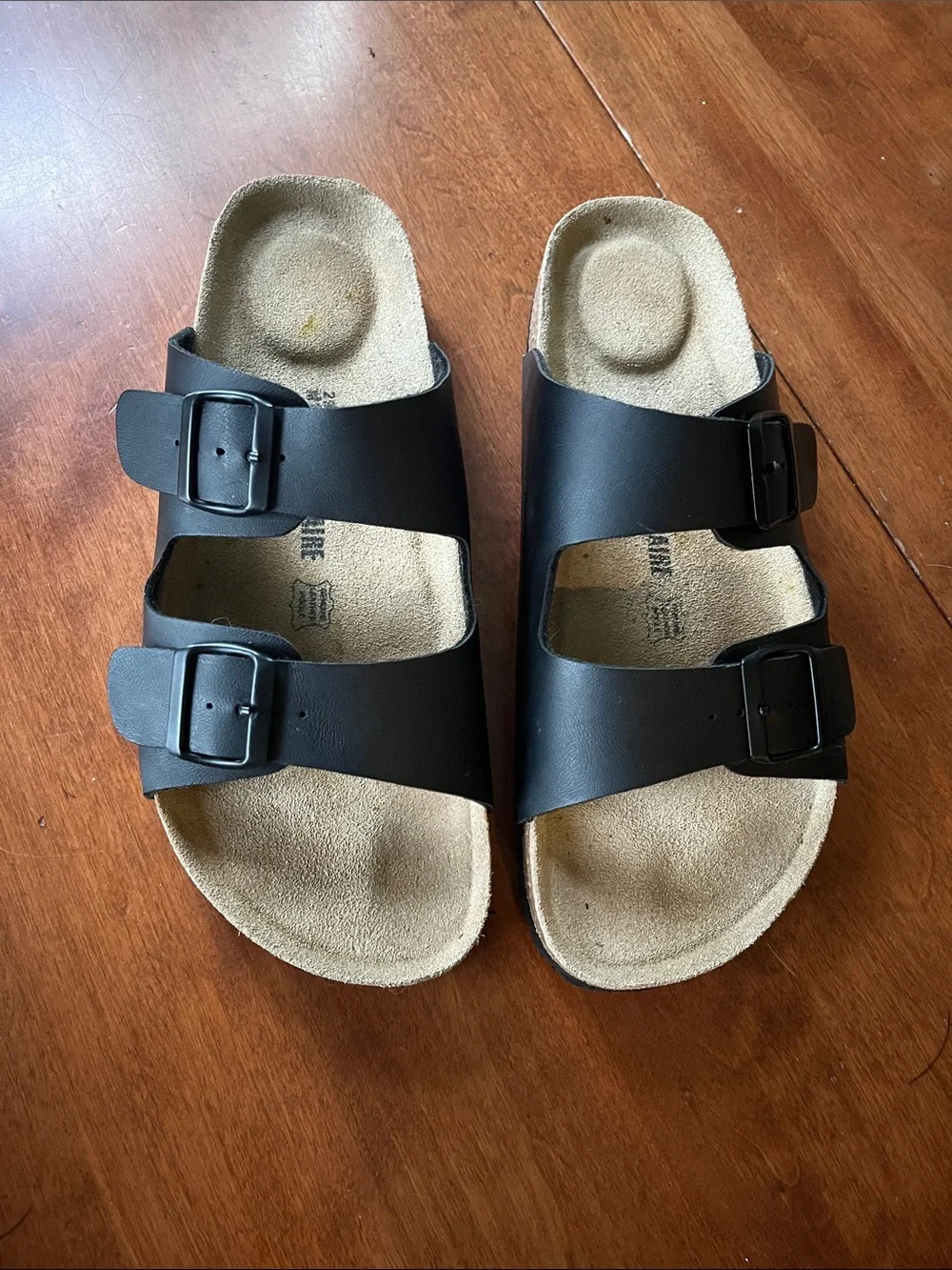 CUSHIONAIRE Lane Cork Footbed Black Sandals size 12